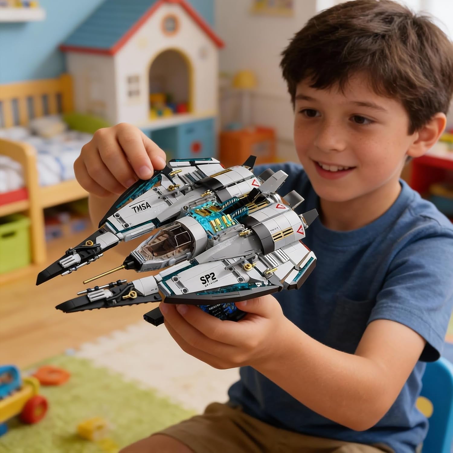 Spaceship Building Blocks Set, STEM Space Toys for Kids to Assemble a Space Shuttle with Light, Best Present (739PCS)