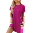thumbnail image 3 of TEMOFON Womens T Shirt Dresses Short Sleeve Loose Tunic Tops with Pocket Casual Swing Basic Dress Dressy Fashion Womens Clothes Vacation Holiday Summer Sundress Solid Color Pink Size XL, 3 of 8