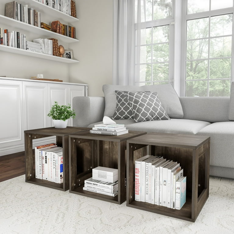 Lavish Home Modern Stackable Modular Cube End Table with Open