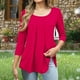 thumbnail image 5 of Blusas para mujer,Camiseta estampada de talla grande, blusa informal de manga 3/4 para mujer, poliéster, cuello redondo, para usar en casa, sopatenor, 5 of 9