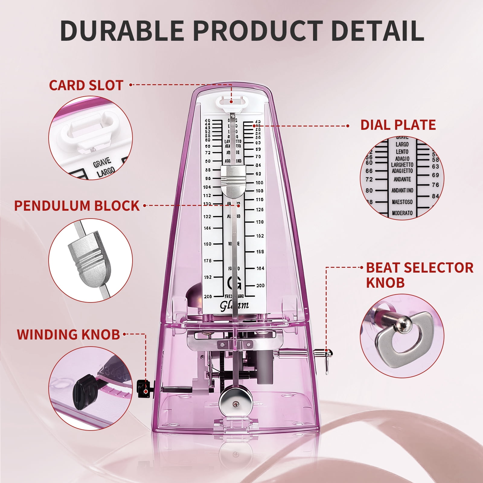 Mechanical Metronome for Piano Guitar Bass Violin Drums and Other Instruments Loud Sound and High Precision