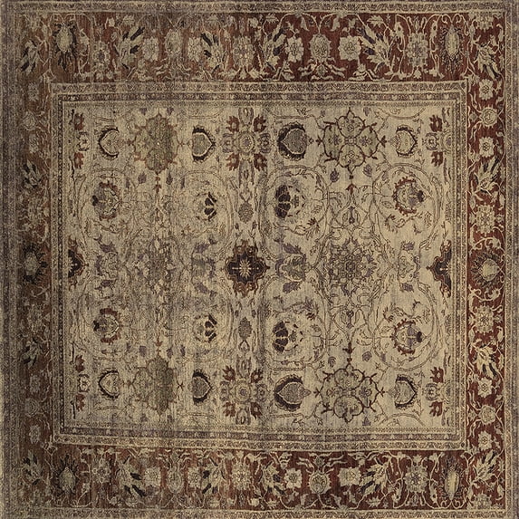 Ahgly Company Indoor Square Oriental Brown Industrial Area Rugs, 5' Square