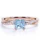 thumbnail image 1 of JeenMata Anillo de Compromiso con Banda Retorcida de Moissanita y Aguamarina de Talla Cojín de 1,75 Quilates en Oro Rosa de 18 K sobre Plata, 1 of 6