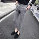 thumbnail image 4 of Pantalones de verano ajustados a rayas para hombre, pantalones de traje recortados para hombre, ropa de primavera, pantalones vintage de lujo, antiarrugas, elegantes y formales, 4 of 5