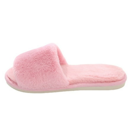 

Women s Fuzzy Cross Band House Slippers Soft Plush Furry Fur Open Toe Cozy Memory Foam Winter Warm Comfy Slip On Breathable Sandals Indoor Outdoor Slippers for Women and Girls