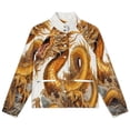 thumbnail image 4 of Jackets for Women Winter Coat Jackets Flannel Stand Collar Jacket(Golden Chinese Dragon Illustration,Size:S-4XL), 4 of 7