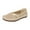 Beige, variant on Women's Leather Flat Loafers Bottom Soft Thick Sole Round Toe Casual Breathable Moccasins Hollow out Non Slip Walking Shoes Brown Size 9.5