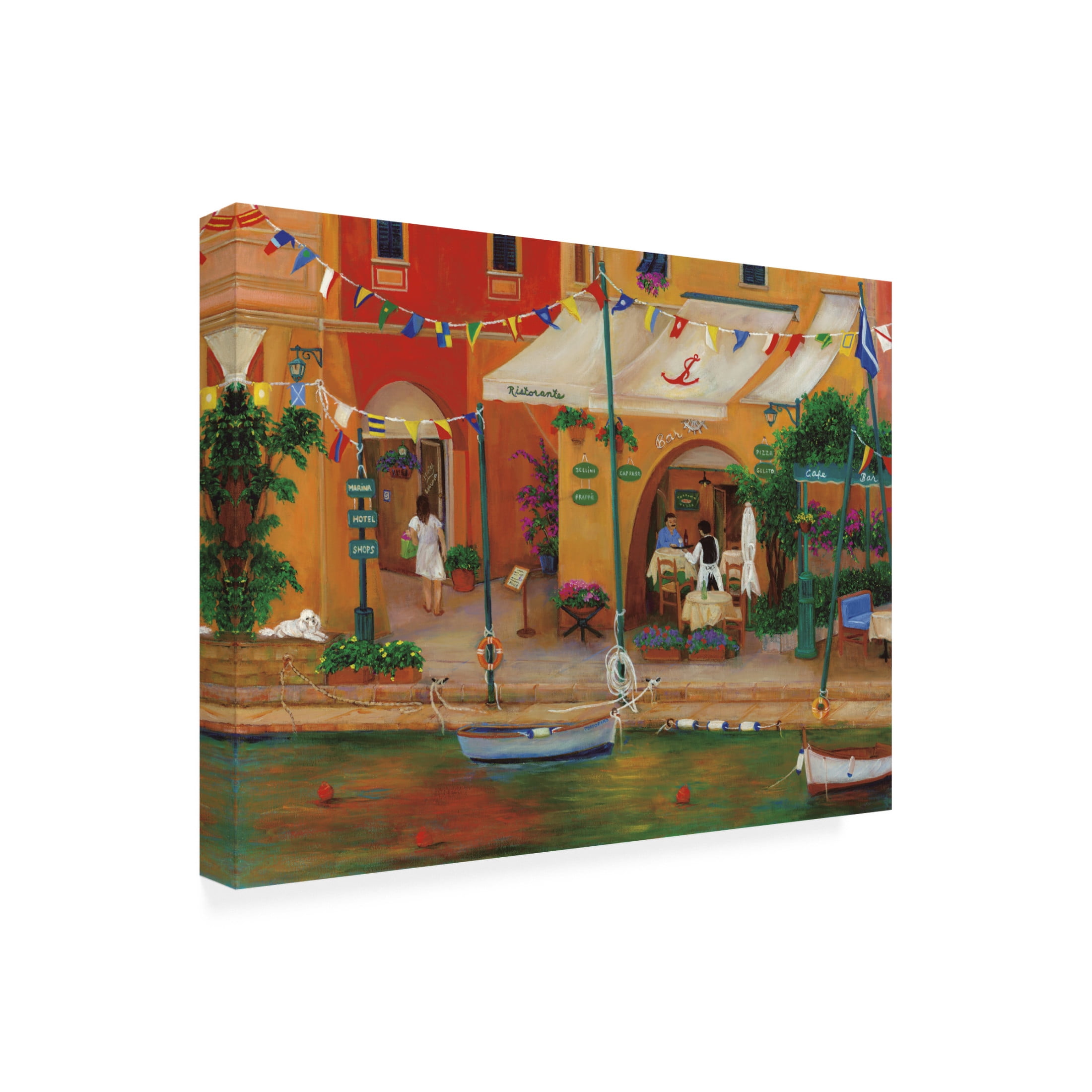 Canvas Wall Art - Betty Lou 'Portofino Harbor' Wall Art for Living Room, Bedroom, or Office Décor by Trademark Fine Art - 19 x 14 Inches
