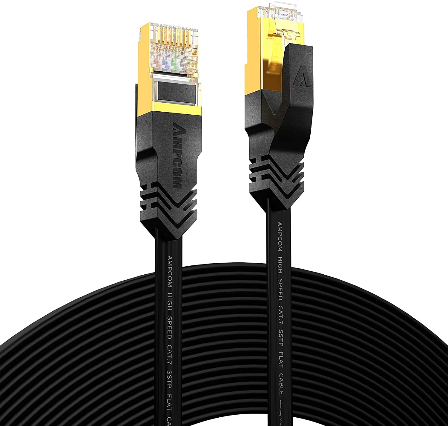 CAT7 Cable 33ft, Flat & Slim (0.78″) High Speed 10