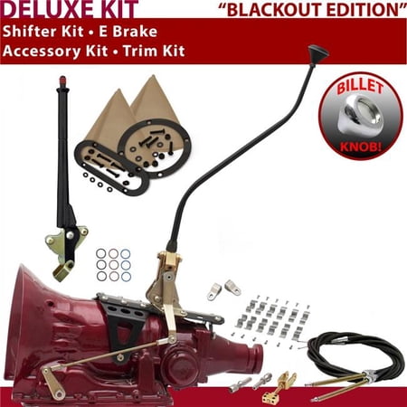 American Shifter 700R4 Shifter Kit Black 23 in. Swan E Brake Cable Clamp Clevis Trim Kit for F6515