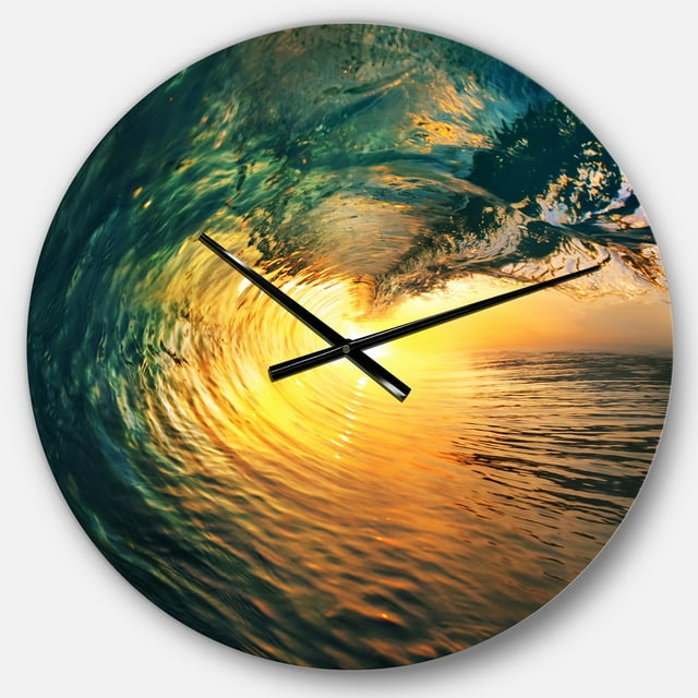 DesignArt Colored Ocean Waves Falling Down VI Large Wall Clock