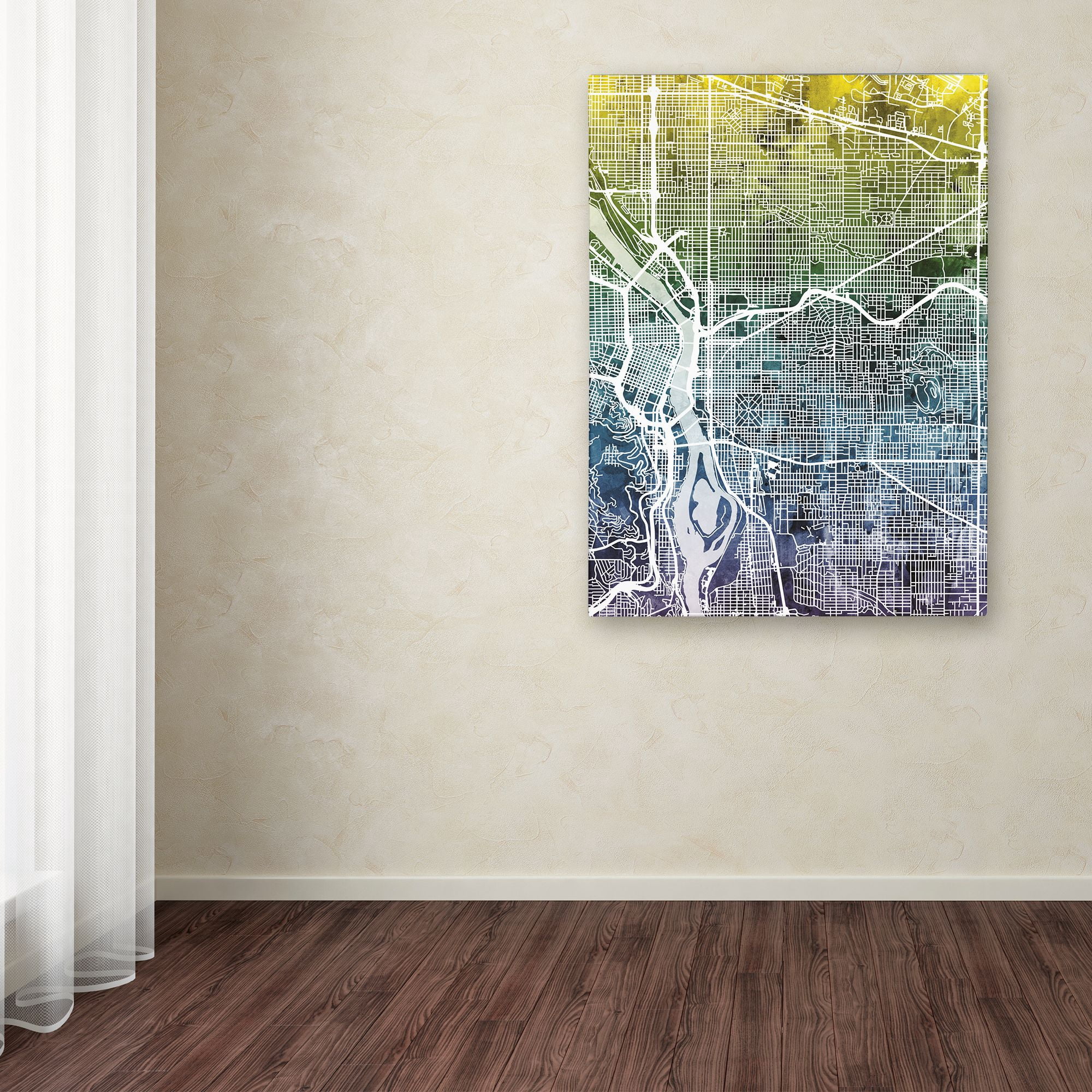 Trademark Fine Art 'Portland Oregon Street Map V' Canvas Art by Michael Tompsett