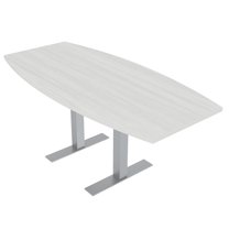 6 Person Boat Shaped Conference Table Metal T-Bases Power Module 3X6