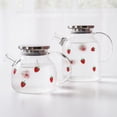 thumbnail image 2 of 1Pc 1000ML Strawberry Patterns Glass Teapot Heat Resistant Glass Teapot, 2 of 9