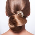thumbnail image 3 of Tenedor de pelo Rhinestone Pearl Bun Peluquería Elegante Pega de cabello Mujeres Accesorio para el cabello, 3 of 5
