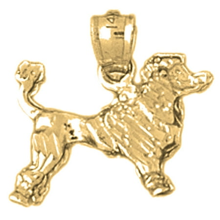 18K Yellow Gold Poodle Dog Pendant - 16 mm