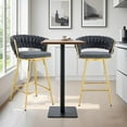 thumbnail image 2 of Set of 2 Swivel Bar Stools with Breathable Cotton and Linen Soft Cushions, Electroplated Metal Frames without Rust, Suitable for Restaurant and Bar Use (Dark Gray), 2 of 11