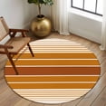 thumbnail image 3 of Burnt Orange Ombre Stripe Round Area Rug 5 FT, Non Slip Bedroom Rugs, Farmhouse Striped Gradient Washable Soft Circular Carpet Non-Shedding Floor Mat for Kitchen Dining Room Foyer Balcony Dorm, 3 of 8