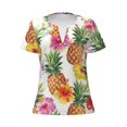 thumbnail image 3 of Naloa Hawaiian Pineappl Print T-Shirts Short Sleeve V Neck Tees for Women Fashion Tops Trendy Lightweight Soft Casual Summer Outfits Clothes, 3 of 5