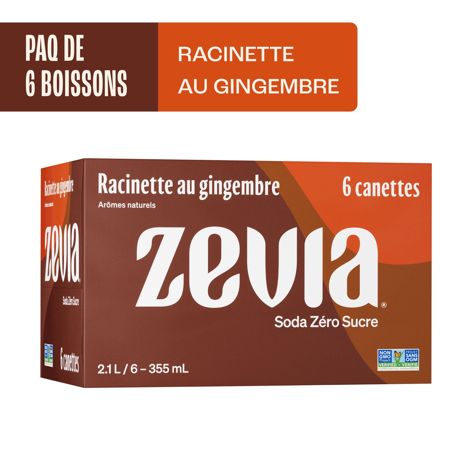 Zevia Ginger Root Beer, 355 ml, 6 pack cans, Ginger Root Beer 6 x 355 mL