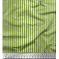 thumbnail image 1 of Soimoi Green Heavy Satin Fabric Floral & Stripe Printed Craft Fabric by the Yard 54 Inch Wide, 1 of 3