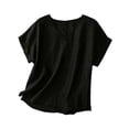 thumbnail image 3 of Sexlip Women's Top V-Neck Short Sleeve Casual Stylish Look Daily Wear Essential Durable Quality Fashion Forward Modern Style Black L, 3 of 6