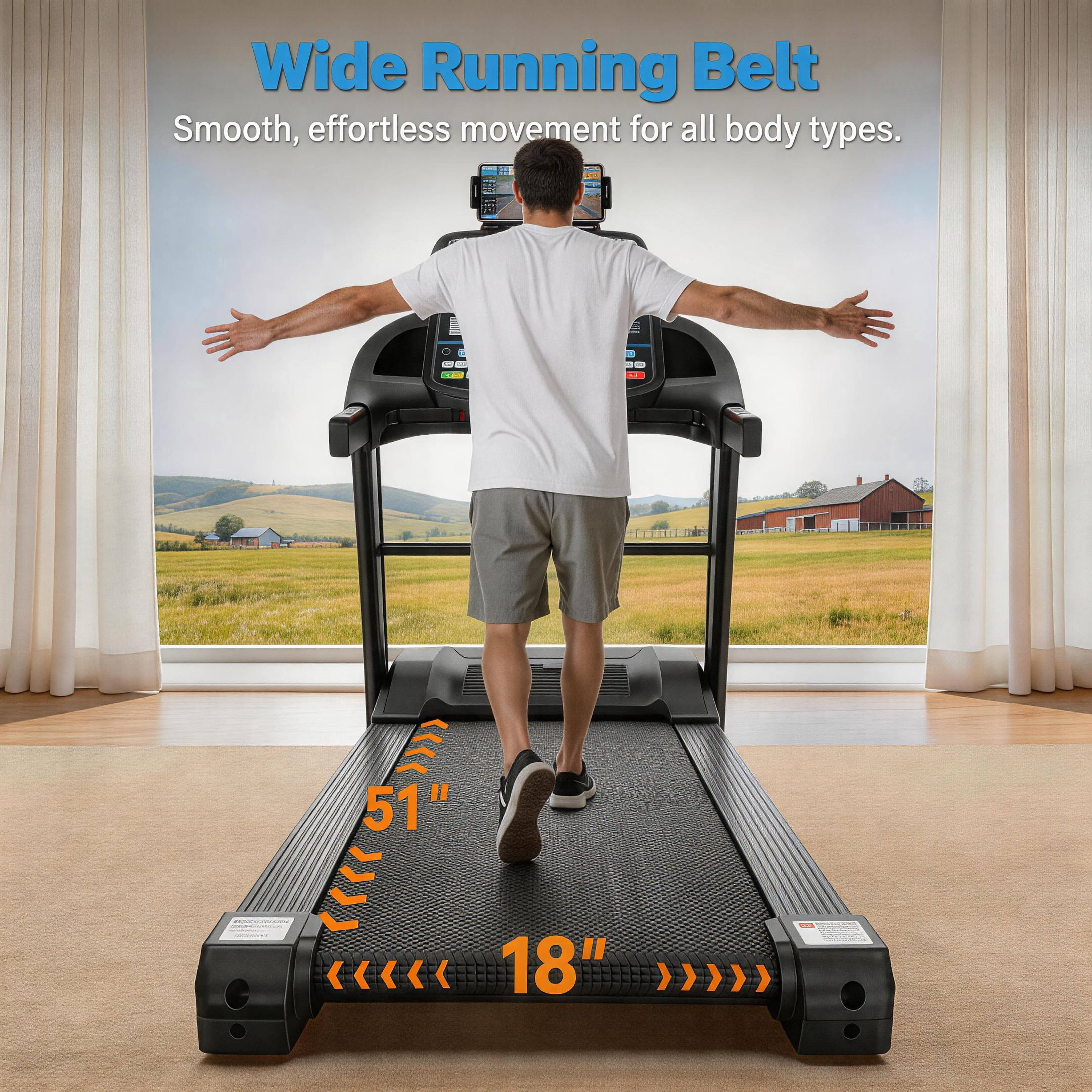 4.5HP Folding Treadmill with 15 Levels Auto Incline, 300 LB Capacity Portable Treadmill for Home, Foldable Jogging Walking Treadmill with APP, 71 Programs, 10MPH Speed, Bluetooth Speakers
