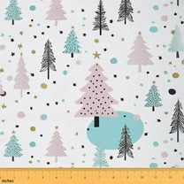 Castle Fairy Christmas Tree Girl Fabric by the Yard 2 Yards,Polka Dots Room Decor Fabric by the Yard,Happy New Year Sewing Fabric,Lightweight Room Decor