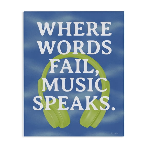 Stupell Industries Words Fail Music Speaks Entertainment Painting Wrapped Canvas Art Print Wall Art, 16 x 20