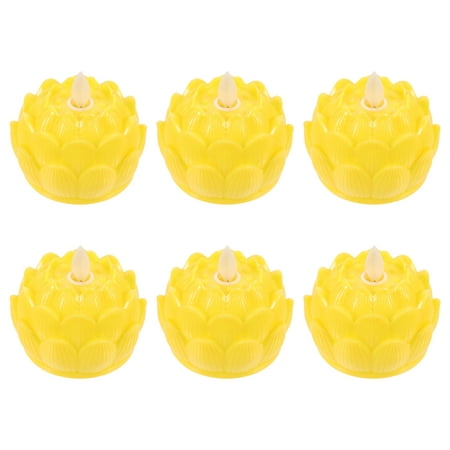

6pcs LED Buddha Lamp Lotus Design Light Attractive Blessing Lamp for Home Temple