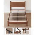 thumbnail image 6 of Solid Wood Bed Frame Full Size Mid Century Platform Beds with Headboard and Charging Station for Bedroom, No Box Spring Needed, Rustic Brown, 6 of 8