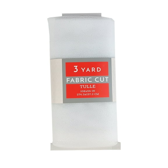 3 Yard Cut Glitter Tulle Fabric, White, 54" Wide for Apparel & Crafting, by Fuzhou