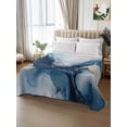 thumbnail image 2 of Navy Blue Marble California King Size Flat Sheet, Wrinkleproof & Fadeproof Cooling Flat Bed Sheet Only, Modern Abstract Ink Painting Breathable Soft Bedding Top Sheets 108 x 98 Inches, 2 of 8
