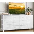 thumbnail image 1 of 63-pulgada 14-cajón blanca fabric cómoda mesa de TV con power outlet, suitable para 65, 70, y 75-pulgada tvs - a long entertainment center para dormitorio, closet, sala de estar, y entrada, 1 of 7