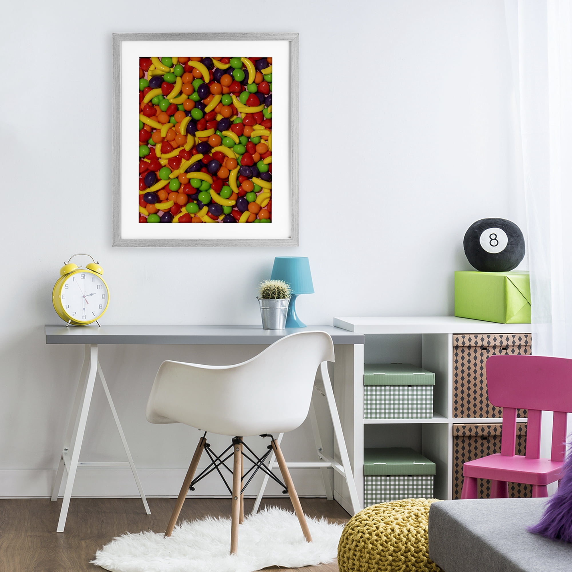 Stupell Industries Retro Assorted Fruit Candy Gray Framed Print Under Glass, design by LISH Creative