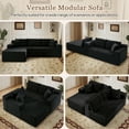 thumbnail image 3 of Muumblus Modular Sectional Sofa, Oversized L-Shape Cloud Couch, Modern Corduroy Sleeper Couches for Living Room, No Assembly Required, Black (Left Facing Chaise), 3 of 11