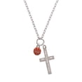 thumbnail image 2 of Delight Jewelry Silvertone Mini Orange Basketball - I Set You Apart Engraved Cross Zoey Necklace, 28", 2 of 4