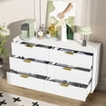 thumbnail image 6 of Fluted 6 Drawer Double Dresser, Wood Chest of Drawers, Modern Storage Cabinet for Living Room, Bedroom, 6 of 7