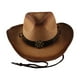 thumbnail image 1 of Sombrero de vaquero occidental para hombre y mujer, sombrero de vaquera Panamá de ala ancha, sombrero informal para proteger Caqui, 1 of 6