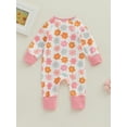 thumbnail image 3 of Infant Baby Boys Girls Jumpsuit, Long Sleeve Crew Neck Strawberry/Flower Print Fall Romper, 3 of 7