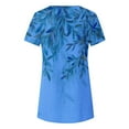 thumbnail image 4 of WXLWZYWL Tops for Womens Plus Size Round Neck Short Sleeve Blouses Floral leaves Printing Button Down Casual Loose Summer Tunic Shirts, 4 of 5