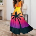 thumbnail image 2 of FVWITLYH Robe Sans Bretelles Femme Été Aguichant Col en V Profond Robe Longue Formelle Sans Manches Dégradé Fermeture Éclair Robes Évasées Orange,G, 2 of 4