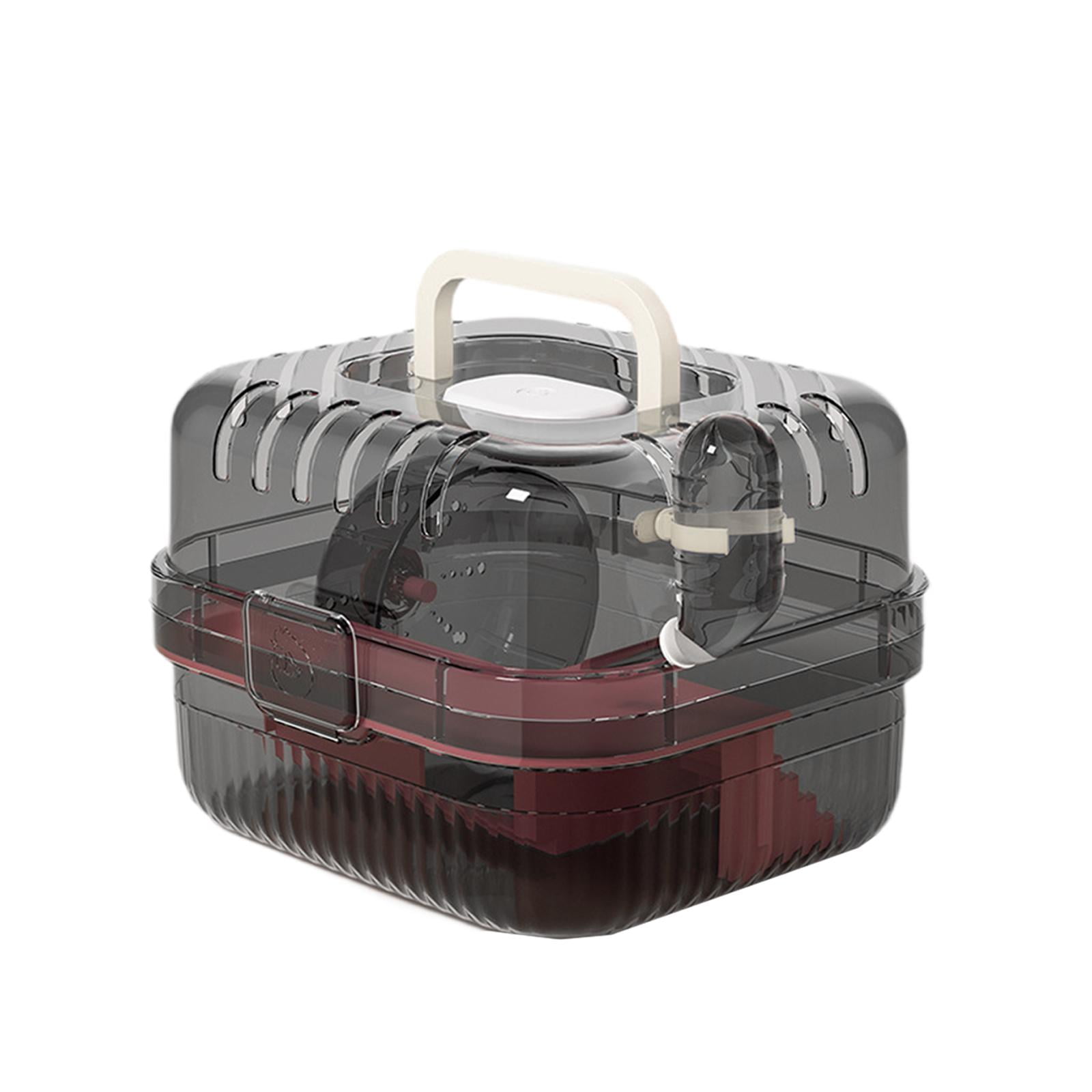balikha Hamster Cage Transport Box with Light Handle in The Event of A Small Portable Cage for Pets with Water Bottle for Bunny Mouse Pink