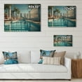 thumbnail image 4 of Designart "Skyscraper Shadows in Turquoise Miami" Cityscapes Print on Natural Pine Wood, 4 of 5