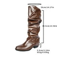 thumbnail image 6 of Slouchy Knee High Fold Over Boots for Women Fashion Casual Leather Pointed Toe Stacked Wide Calf Mid Heel Tall Boots, 6 of 8