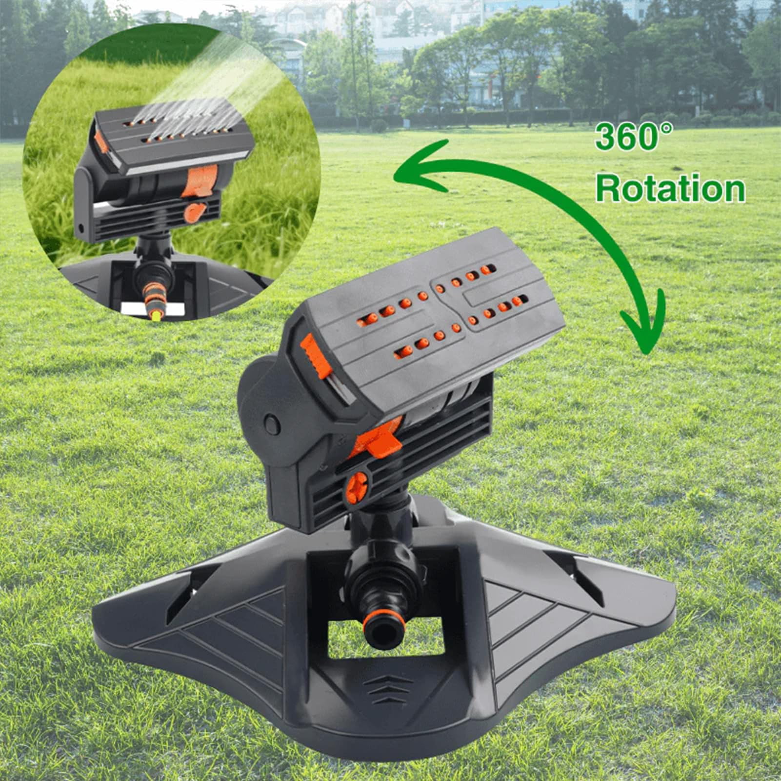 16-Nozzle Oscillating Sprinkler with Dual-Zone Sprinkler Water Timer, Upgraded Mini Turbo Oscillating Water Sprinklers for Lawn Yard Garden Watering, Adjustable Width, Range & Flow Rate