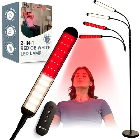 Lifepro Near Infrared Light Therapy & Red Light Therapy for Body Lamp 216 LED,Dual Head Design, 660nm & 850nm Modes for Skin Health, Pain Relief & Circulation- Adjustable LED Lamp for Home & Office