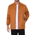 thumbnail image 5 of Men's Vintage Bomber Jacket Lightweight Stand Collar Zipper Casual Suede Jacket S Orange, 5 of 6