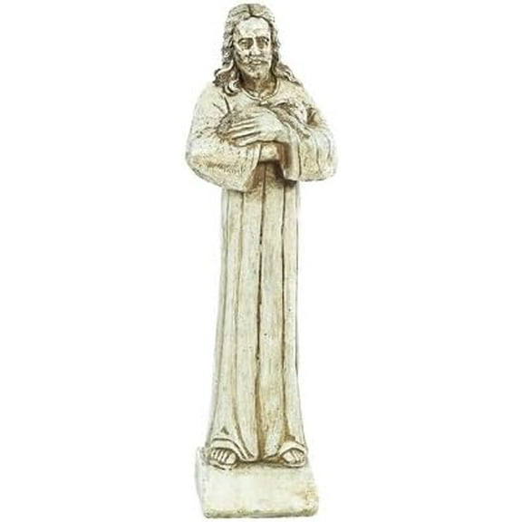 Solid Rock Stoneworks Jesus Holding Lamb Garden Concrete Statue - Buff Stain