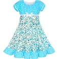 thumbnail image 1 of Girls Dress Blue Polka Dot Classic Vintage Holiday Sundress 6 Years, 1 of 6